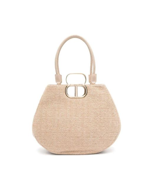 Twinset Natural Gewebter henkel tote tasche