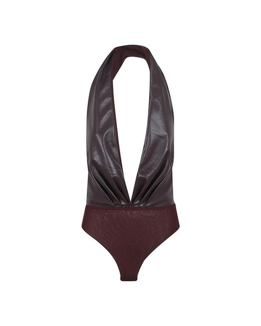 ANDAMANE Tops ,Bruin ,Polyester Roze & Paarse Halternek Bodysuit in het Brown