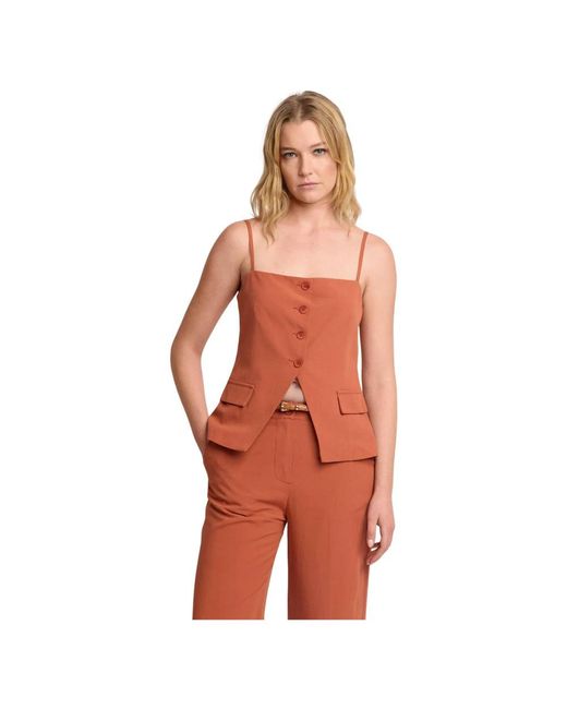 Kocca Tops ,Oranje ,Leer Camisole Top in het Orange