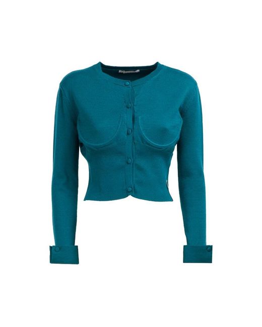 Mar De Margaritas Blue Blaue strickjacke mit knopfverschluss