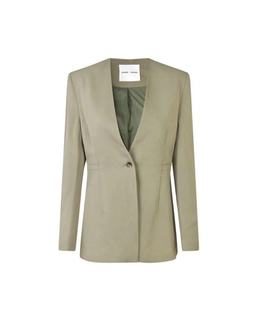 Samsøe & Samsøe Green Taillierter Blazer Mit Ein-Knopf-Verschluss