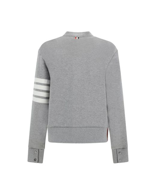 Cardigan in cotone a righe con chiusura a bottoni di Thom Browne in Gray