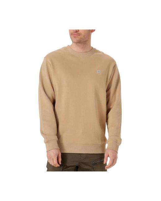 Scotch & Soda Badge Logo Crew Sweatshirt in Natural für Herren