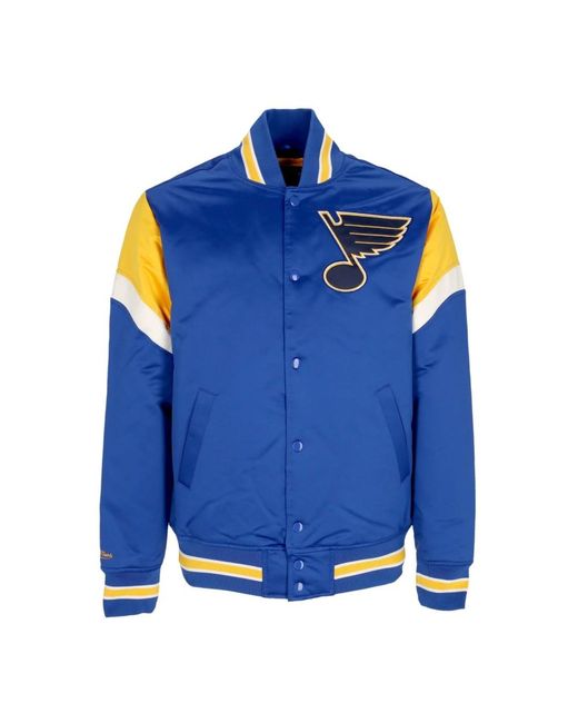 Mitchell & Ness Jassen ,Blauw ,Polyester Nhl Heavyweight Bomber Jacket Stlblu in het Blue voor heren