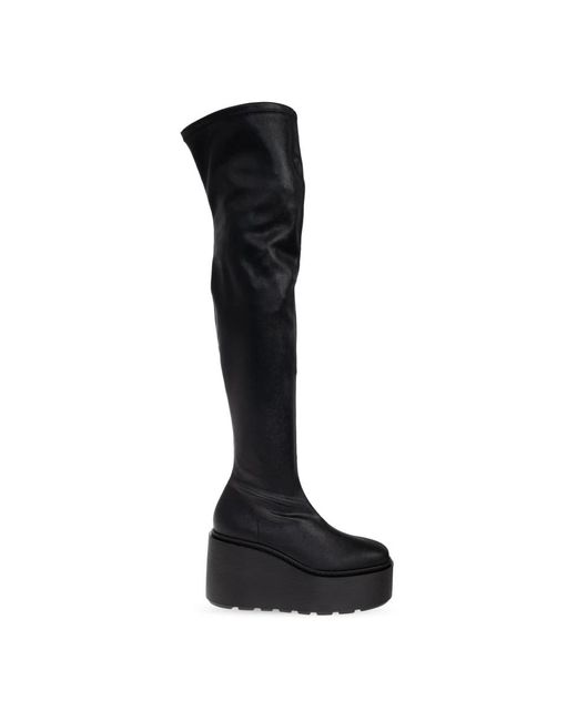 Vic Matié Black Leder Keilabsatzstiefel