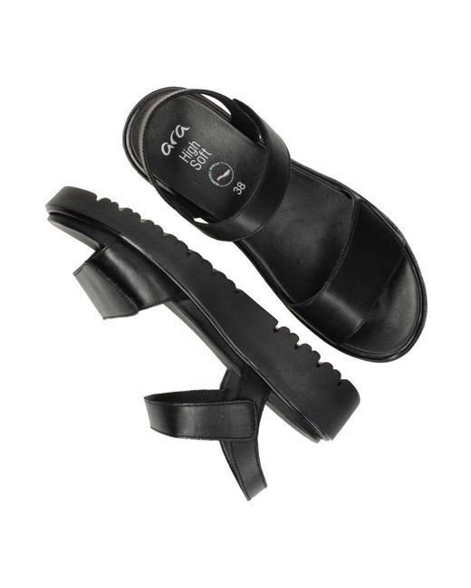 Ara Black Flat Sandals