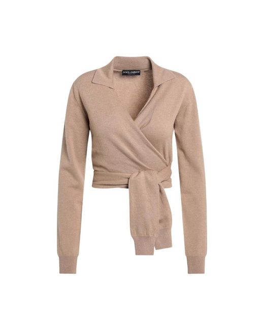 Dolce & Gabbana Natural V-Neck Knitwear