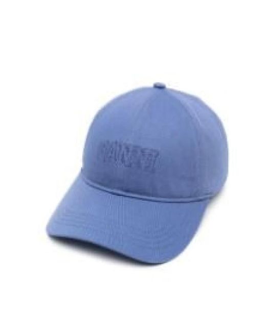 Cappellino da baseball con logo ricamato di Ganni in Blue