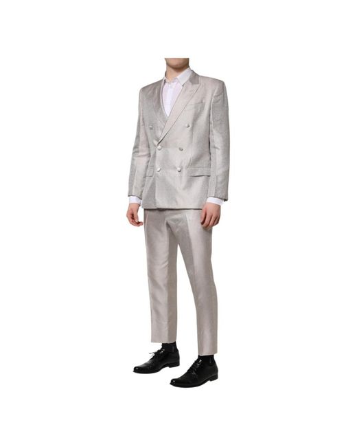 Dolce & Gabbana Gray Double Breasted Suits for men