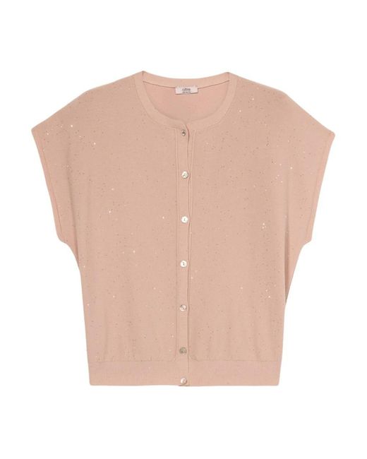 Oltre Truien & Vesten ,Roze ,Pailletten Kort Vest Met Pailletten in het Natural