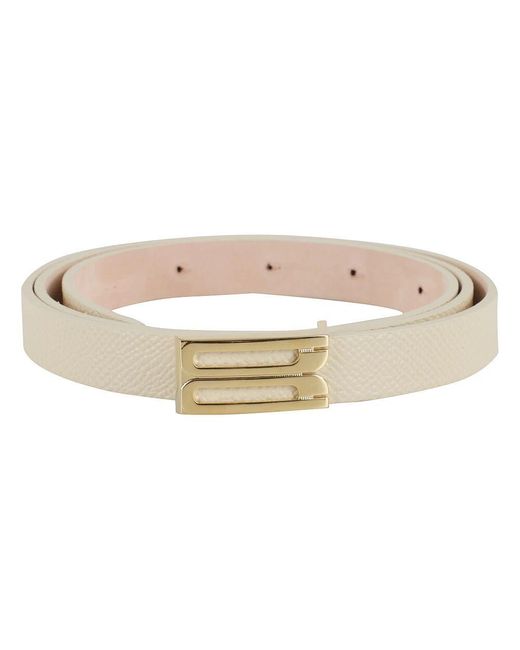 Victoria Beckham White Mini Frame Gürtel Aus Elfenbein Krokodilleder