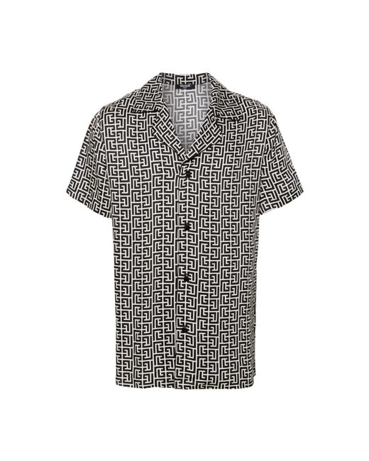 Balmain Gray Short Sleeve Shirts for men
