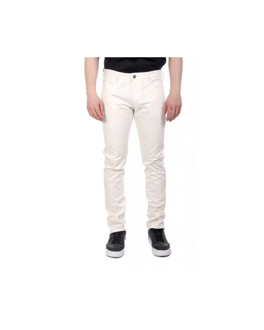Emporio Armani White Slim-Fit Trousers for men