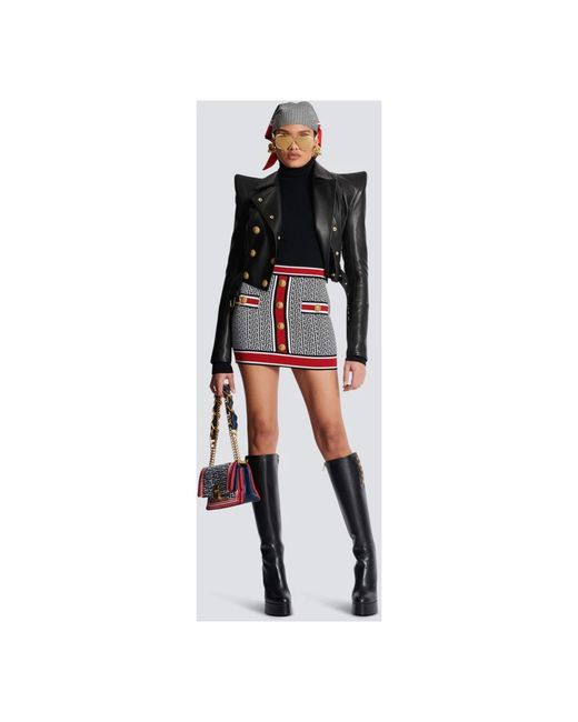 Balmain Mini-rok Met Monogram in het Red