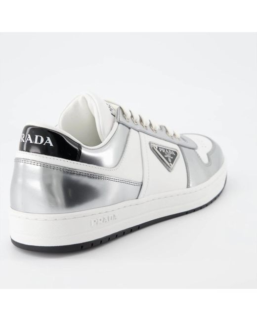 Prada Sneaker aus leder mit schnürung in White für Herren
