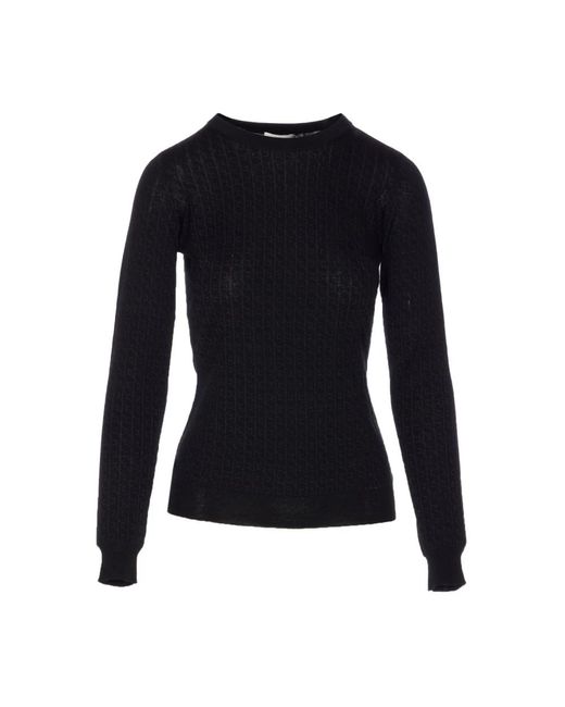 Round-Neck Knitwear Elisabetta Franchi de color Black