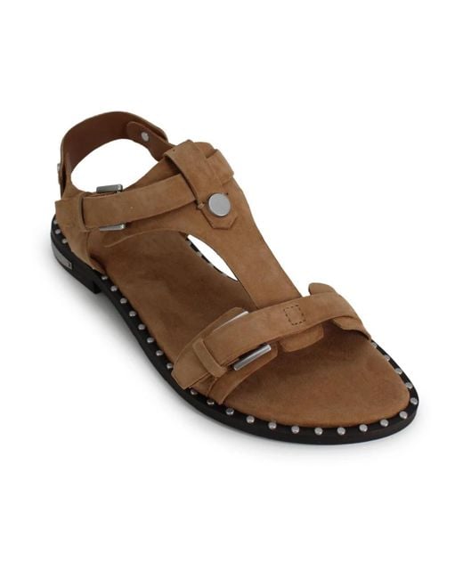 Ash Brown Flat Sandals