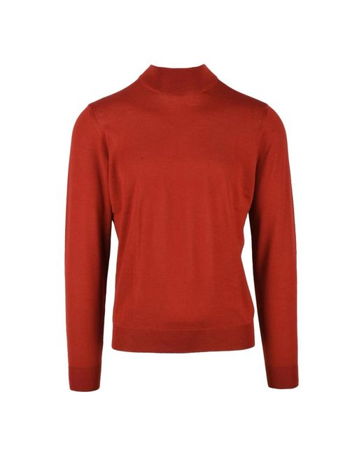 Drumohr Truien & Vesten ,Rood ,Wol Merino Wol Trui Lupetto Stijl in het Red voor heren