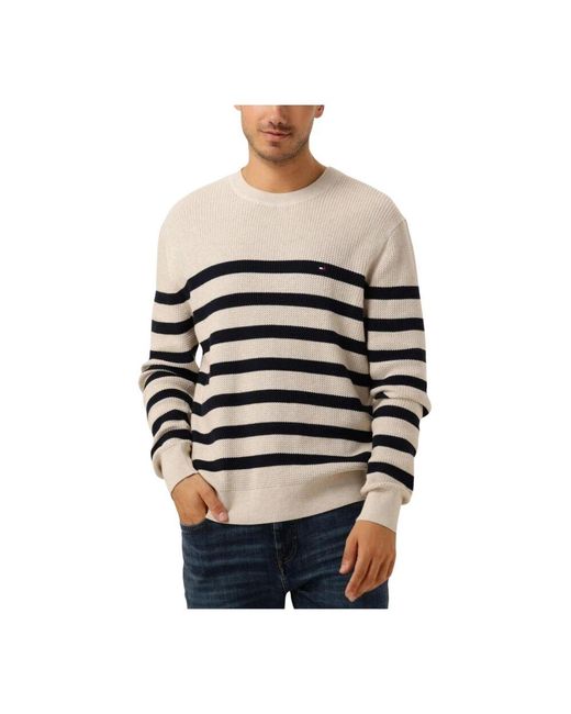 Tommy Hilfiger Gestreifter Pullover Mit Rundhalsausschnitt in Black für Herren