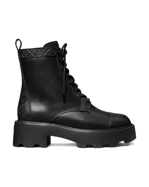 Tory Burch Black Lace-Up Boots