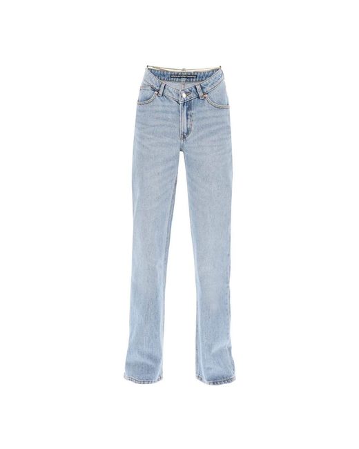 Alexander Wang Blue Jeans mit asymmetrischem bund und ketten-detail