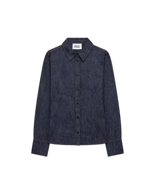 Alpha Studio Chambray Bowling Shirt in het Blue