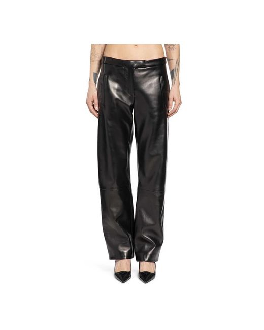 Khaite Black Leather Trousers