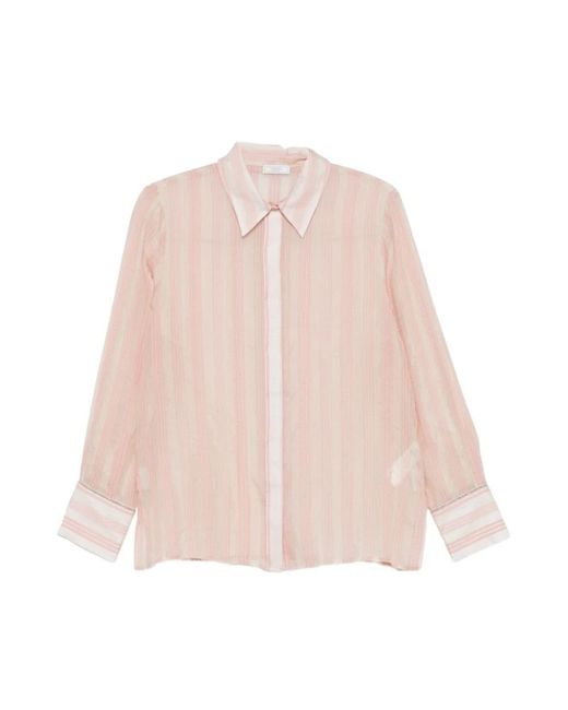 Peserico Button-Front Gestreept Overhemd in het Pink