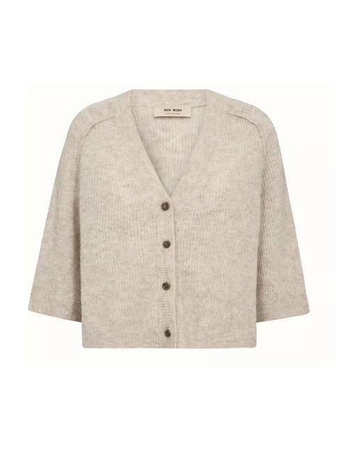 Mos Mosh Mmthora V-Neck Knit Cardigan in het Natural