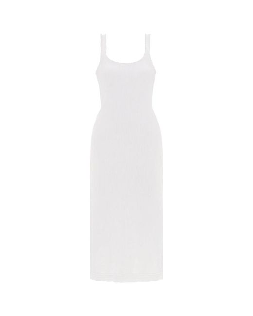Chloé Kleedjes ,Wit ,Katoen Elegante Zwarte Midi Jurk in het White