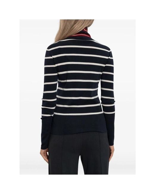 Moncler Blue High-Neck Striped Jumper