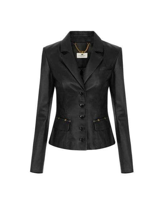 Elisabetta Franchi Black Leather Jackets