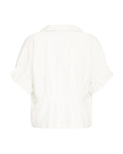 Ichi Overhemden ,Wit ,Katoen Cloud Dancer Vrouwelijk Shirt Met Pofmouwen in het White