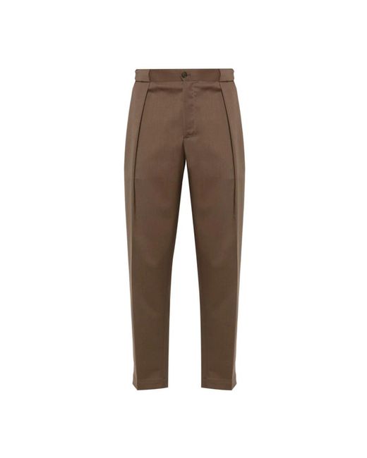 BRIGLIA Brown Straight Trousers for men