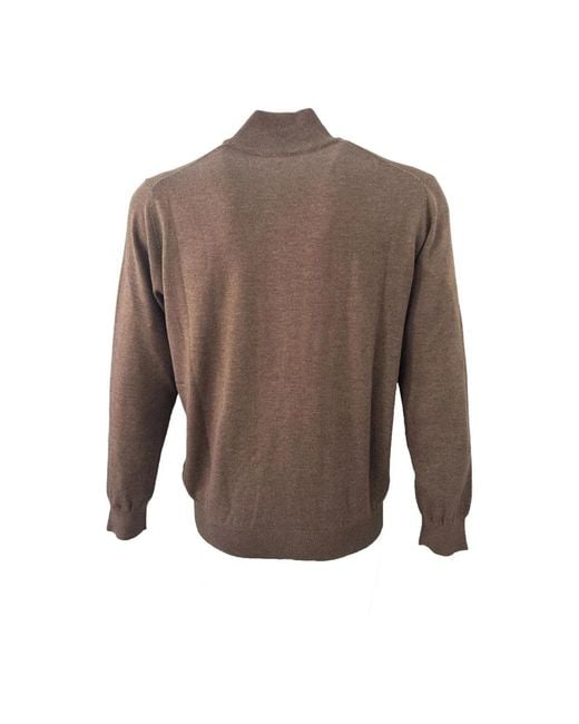 Cashmere Company Truien & Vesten ,Bruin ,Wol Zip Sweater in het Brown voor heren