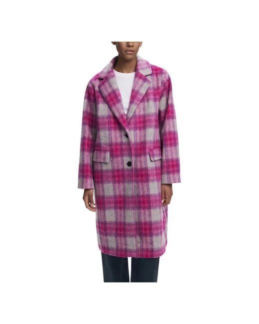 Desigual Jassen ,Roze ,Wol Roze Geruite Jas in het Pink