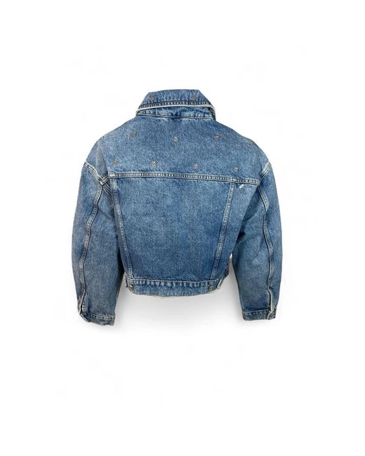 HUGO Cropped Denim Trucker Jacket in het Blue