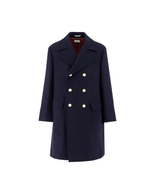 Brunello Cucinelli Blue Double-Breasted Coats for men