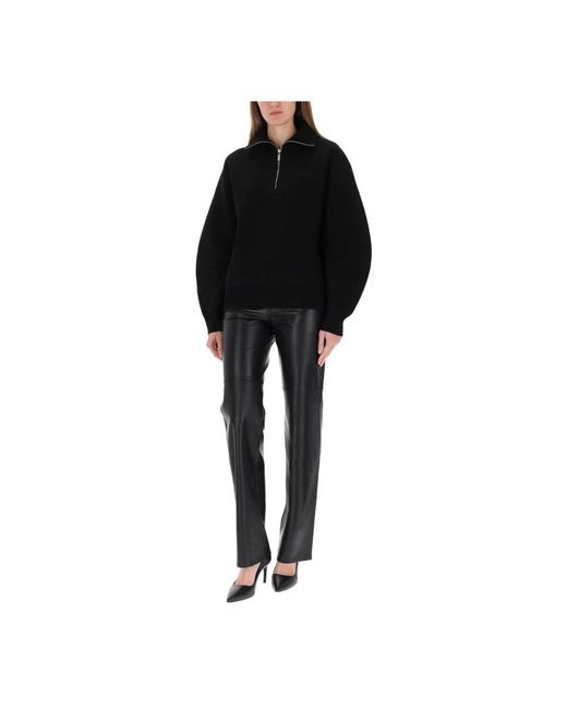 Helmut Lang High Neck Zip Sweater in het Black