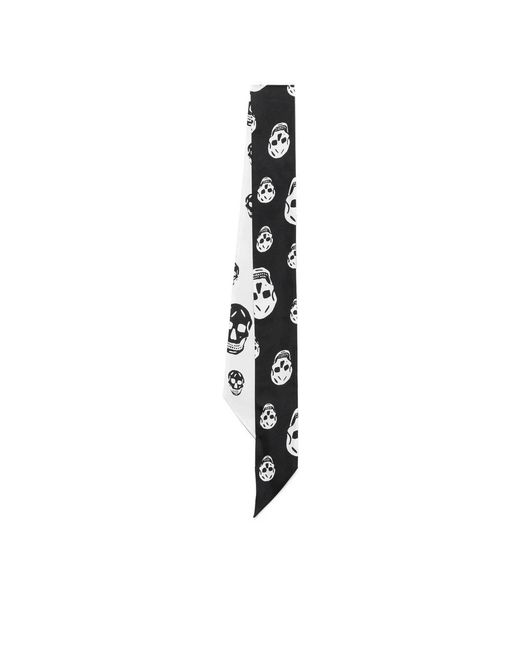 McQueen Black Silky Scarves