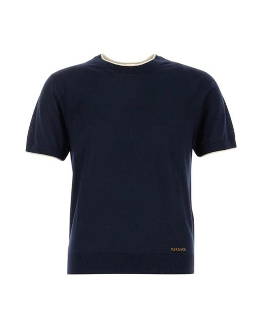 Versace Blue Round-Neck Knitwear for men