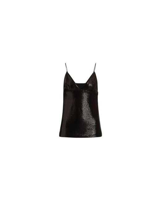 Alberta Ferretti Glanzende Paillettentop Met Spaghettibandjes in het Black