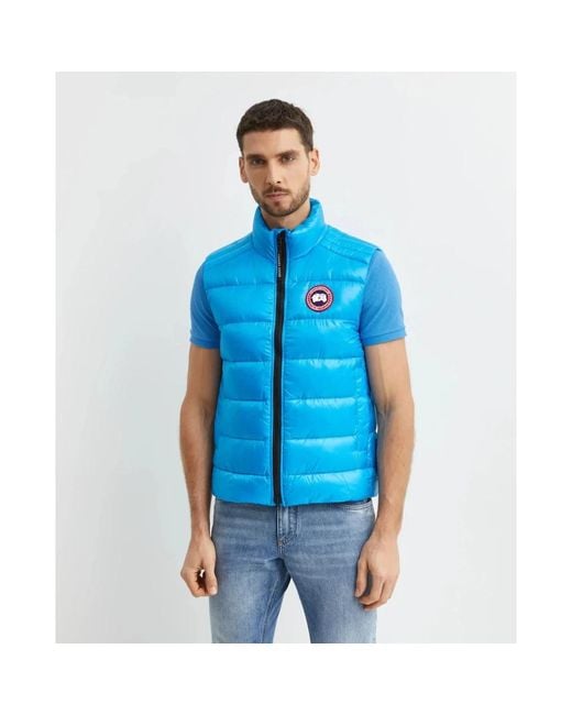Canada Goose Jassen ,Blauw ,Leer Blauwe Puffer Vest Crofton in het Blue voor heren