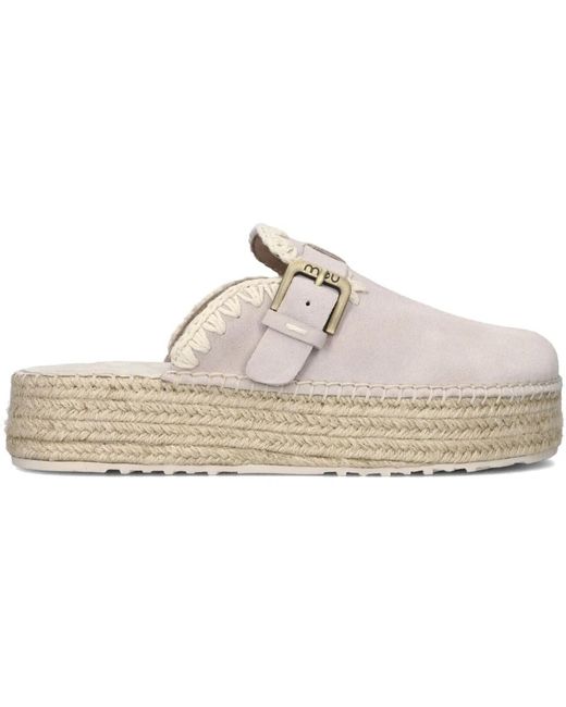 Mou Schoenen ,Suède Suède Jute Klomp Instappers in het White