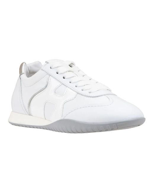 Hogan White Leder-sneaker mit logo-patch