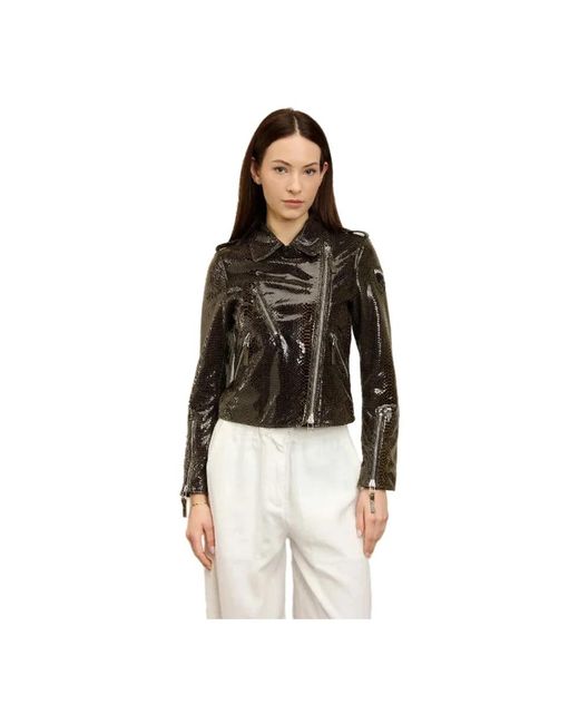 Blauer Green Lederjacke Mit Stil