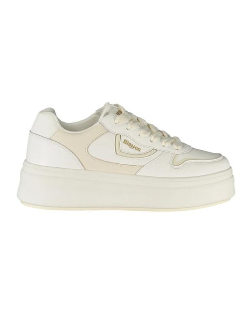 Blauer Schoenen ,Wit ,Tweed Sportschoen Met Veters in het White