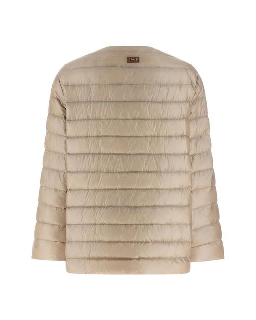 Herno Leather Strap Down Jacket in het Brown