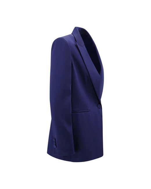 Max Mara Blue Blaue cady-blazer mit spitzem revers