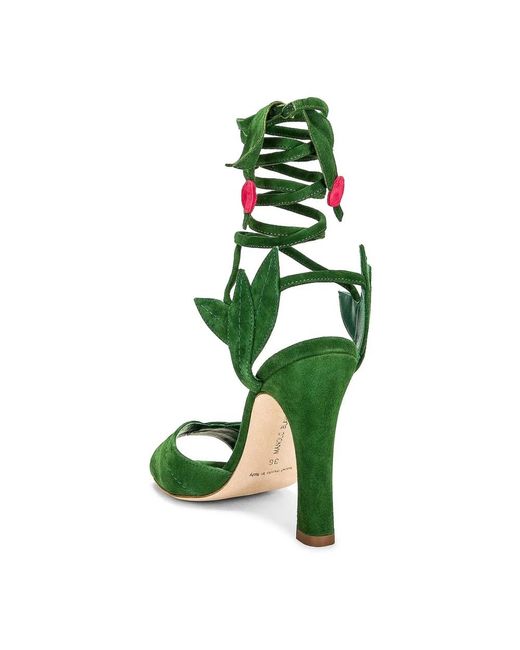 Manolo Blahnik Ossie 105 Wrap Sandalen in het Green